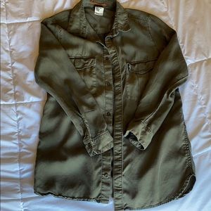Hunter green, long sleeved shirt.